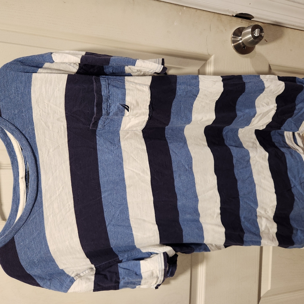 Nautica Mens Striped Blue and White Shirt 3xl